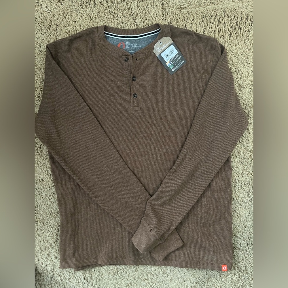 Men’s Large Long Sleeve Tan/Brown Shirt -The American Outdoorsman